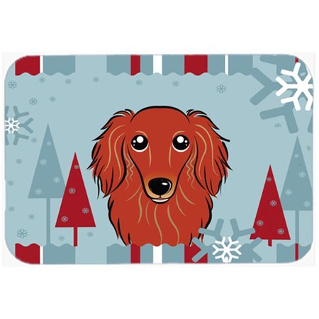 SKILLEDPOWER Winter Holiday Longhair Red Dachshund Mouse Pad; Hot Pad & Trivet SK255353
